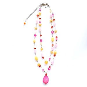 Lia Sophia Pink/Orange Gemstone Necklace